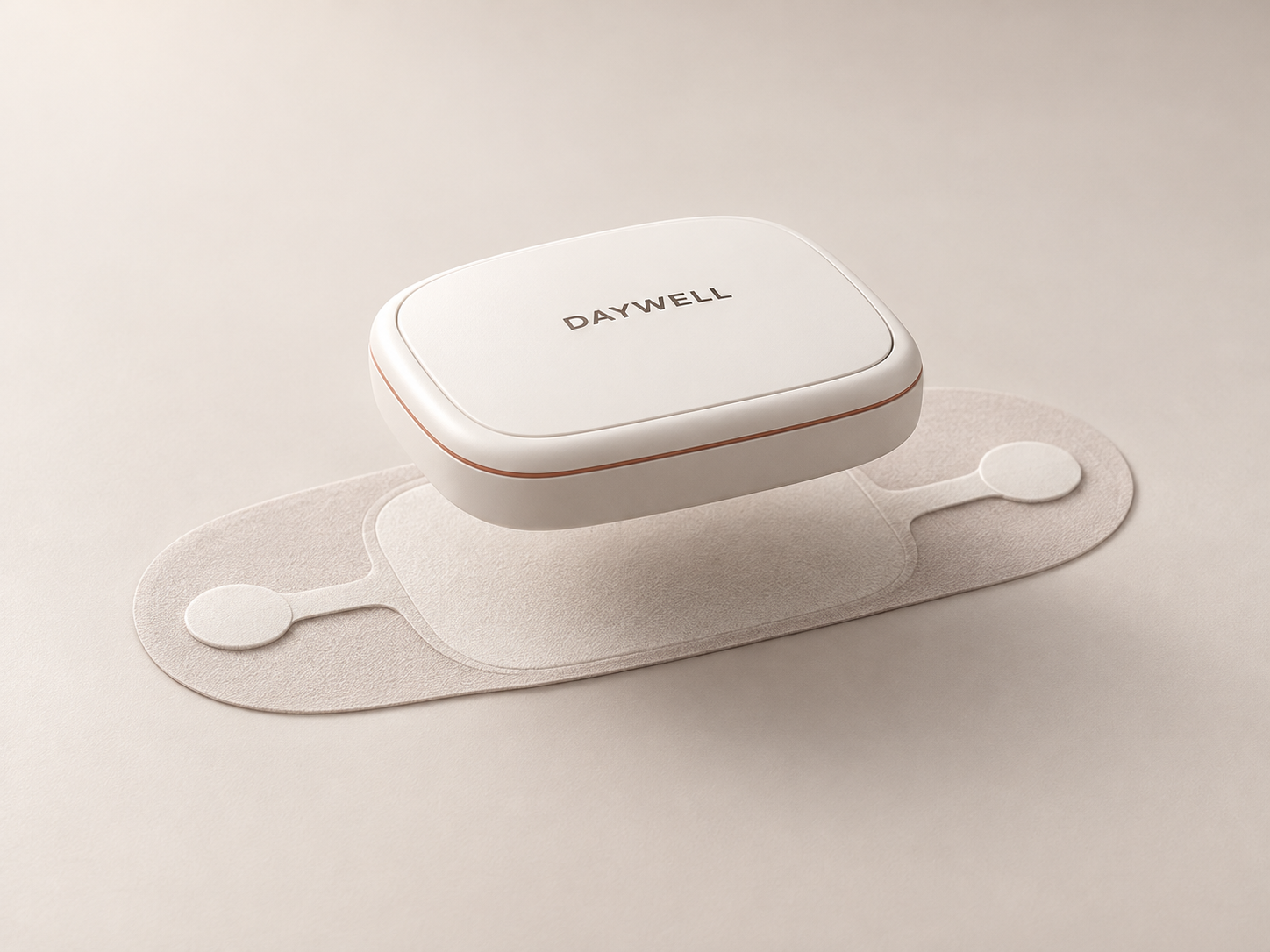 Daywell wearable node floating above its integrated wing-electrode patch